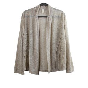 Jones New York Sandy Beige Speckled Open Front Cardigan